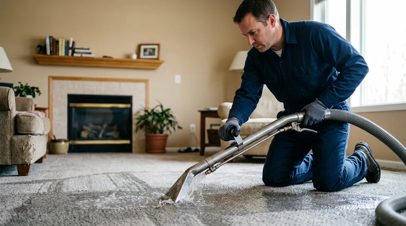 Water damage restoration technician working near Olivet, MI